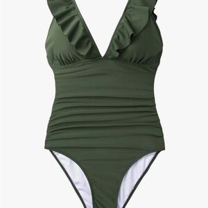 Cupshe Olive Green Ruffled One Piece Swimsuit​